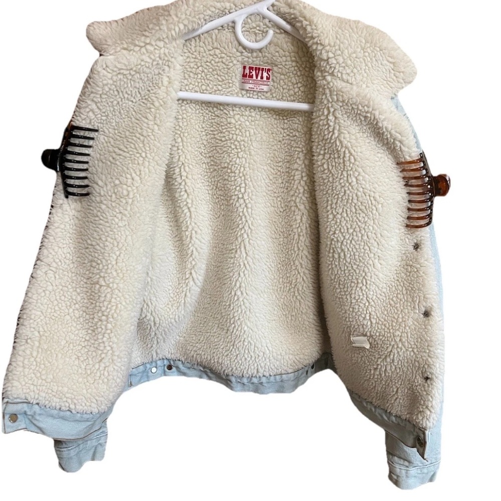 Vintage Levi’s 70608 Sherpa Trucker Jacket USA Made – Snap Front- 42R - Rare 80s - Picture 1 of 13